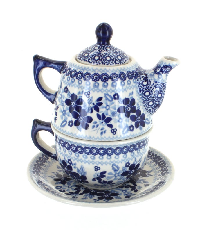 Manufaktura Vintage Blue Daisy Teapot — Polish Pottery