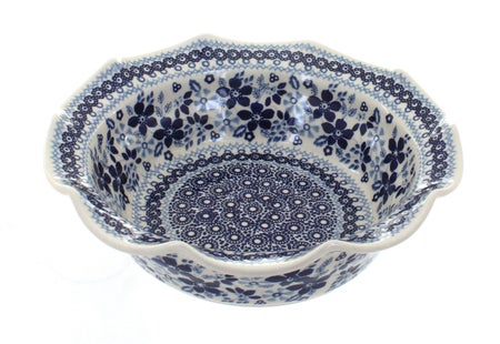 Manufaktura Vintage Blue Daisy Medium Serving Piece — Polish Pottery