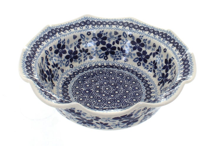 Manufaktura Vintage Blue Daisy Medium Serving Piece — Polish Pottery