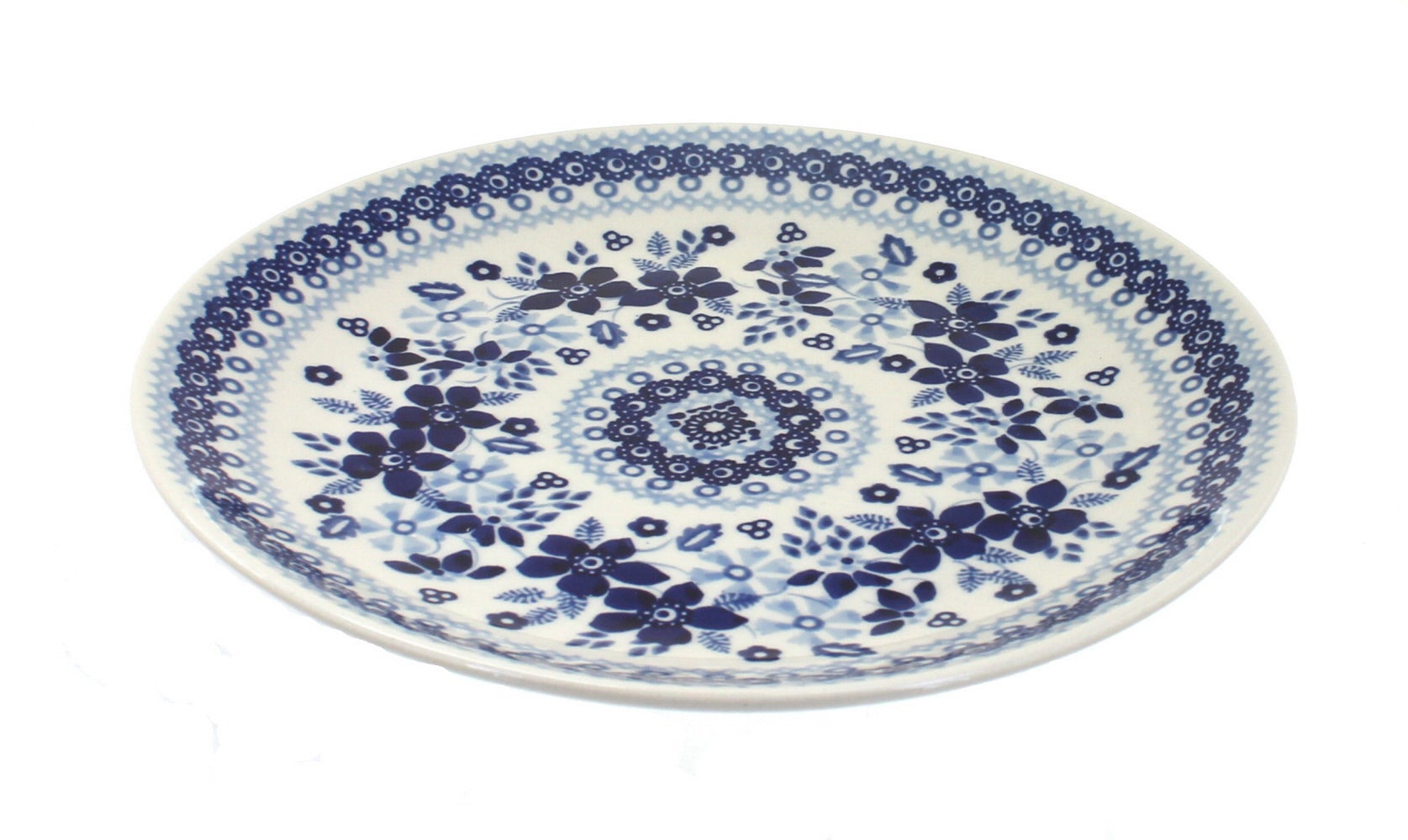Manufaktura Vintage Blue Daisy Dining Plates & Bowls — Polish Pottery