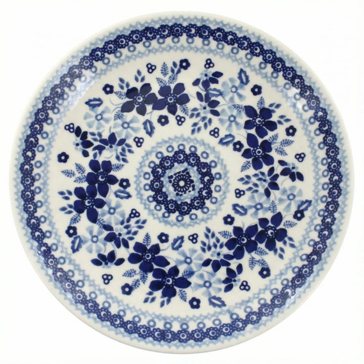 Detail image of Manufaktura Vintage Blue Daisy Dining Plates & Bowls — Polish Pottery