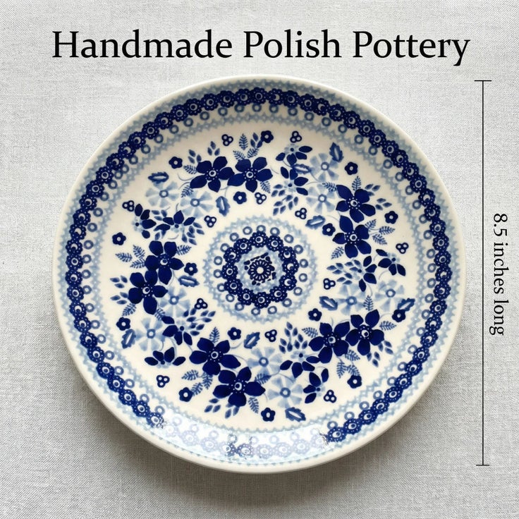 Detail image of Manufaktura Vintage Blue Daisy Dining Plates & Bowls — Polish Pottery