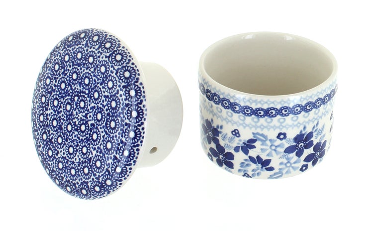 Detail image of Manufaktura Vintage Blue Daisy Butter Dish — Polish Pottery