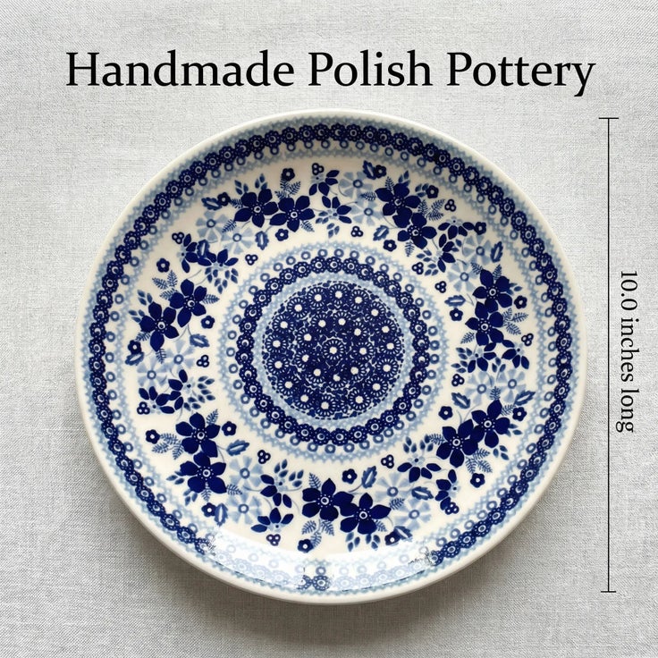Detail image of Manufaktura Vintage Blue Daisy Dining Plates & Bowls — Polish Pottery