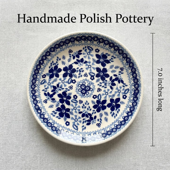 Manufaktura Vintage Blue Daisy Dining Plates & Bowls — Polish Pottery