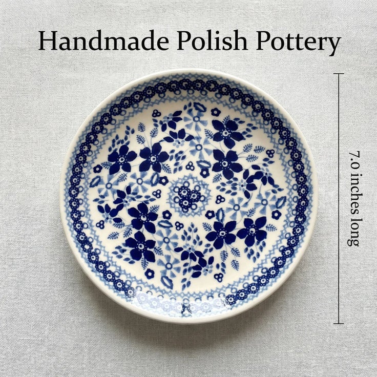 Detail image of Manufaktura Vintage Blue Daisy Dining Plates & Bowls — Polish Pottery