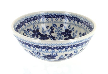 Manufaktura Vintage Blue Daisy Dining Plates & Bowls — Polish Pottery