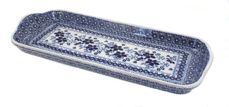 Manufaktura Vintage Blue Daisy Medium Serving Piece — Polish Pottery