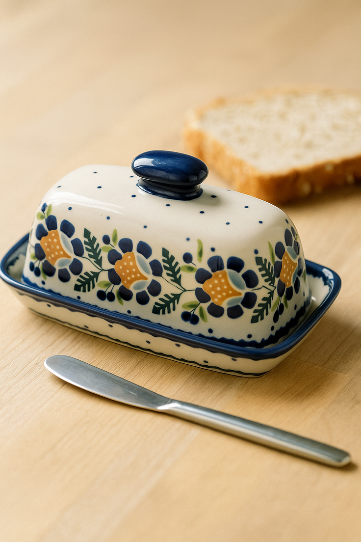 Detail image of Manufaktura Sunflower Butter Dish — Polish Pottery