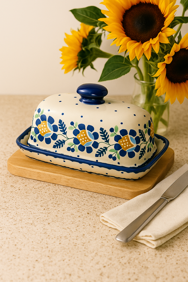 Manufaktura Sunflower Butter Dish — Polish Pottery