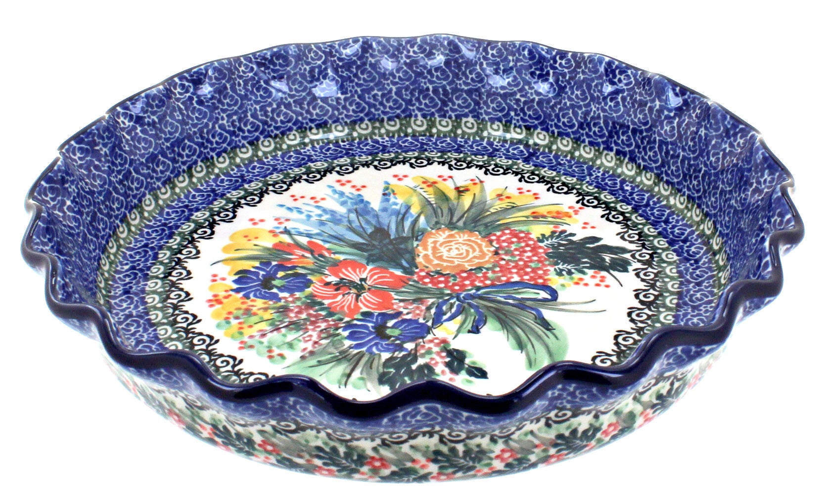 Ceramika Artystyczna Summer Blooms Pie Plate — Polish Pottery