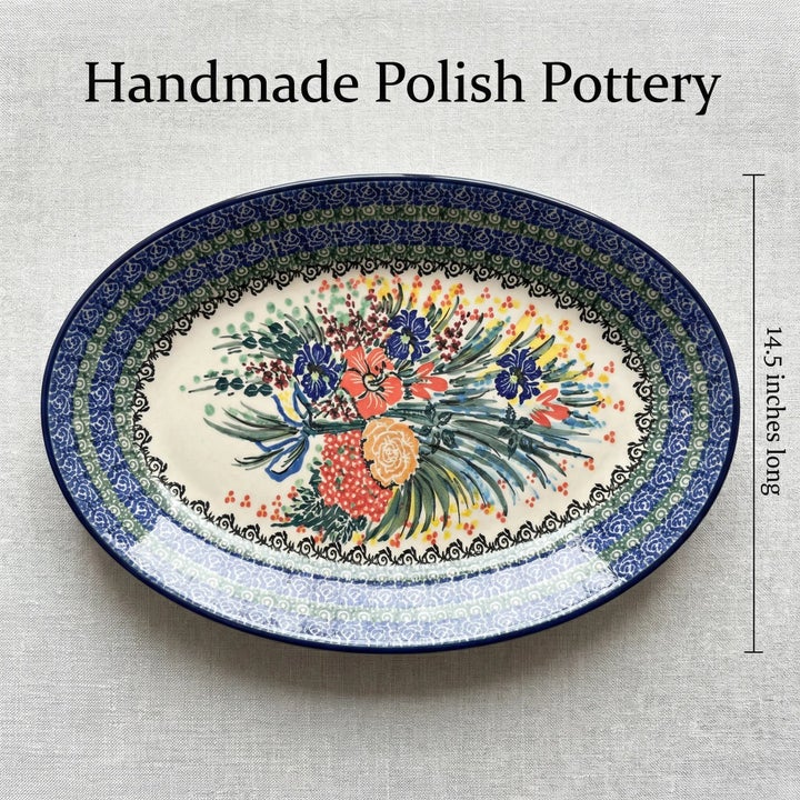 Ceramika Artystyczna Summer Blooms Large Serving Piece — Polish Pottery