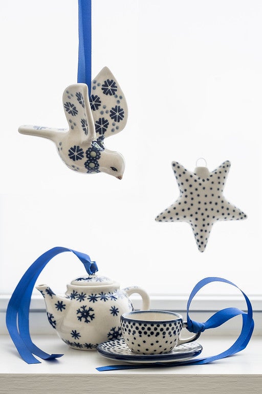 Detail image of Manufaktura Snow Flurry Christmas Ornament — Polish Pottery