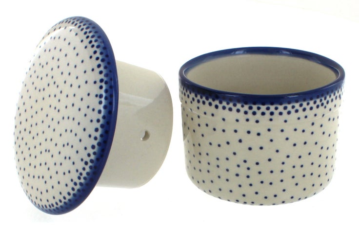 Detail image of Manufaktura Small Dots Butter Dish — Polish Pottery