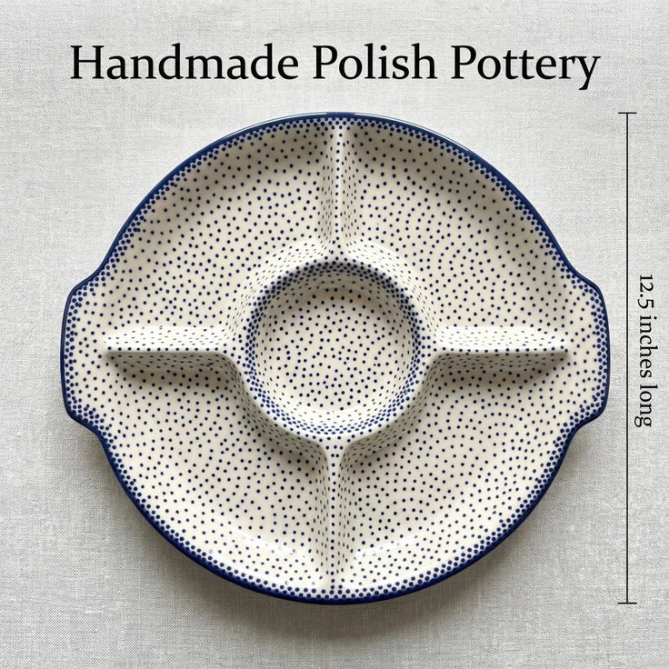 Detail image of Manufaktura Small Dots Large Serving Piece — Polish Pottery
