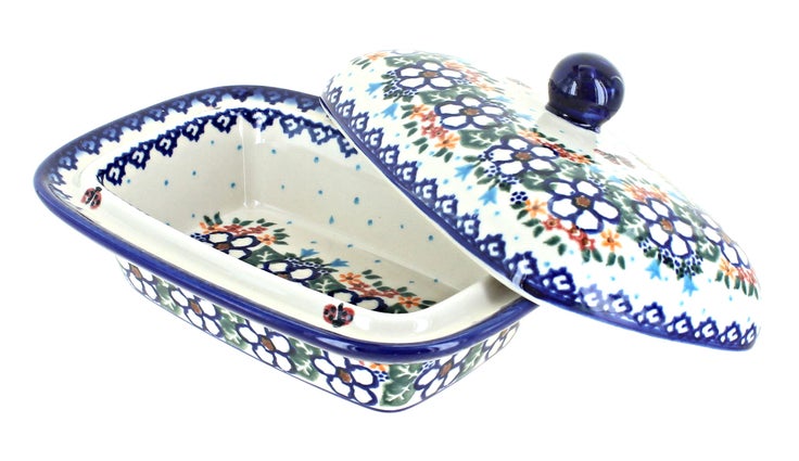 Detail image of Vena Scarlett Butter Dish — Polish Pottery