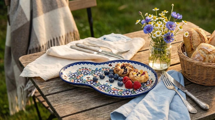 Detail image of Vena Scarlett Dining Plates & Bowls — Polish Pottery