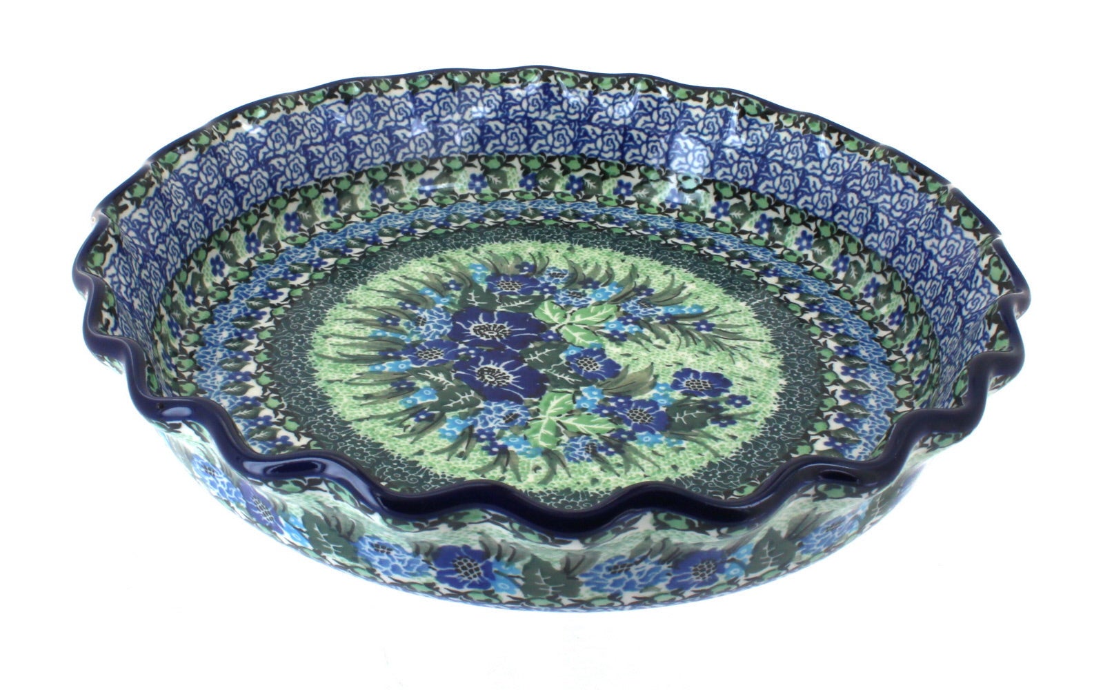 Ceramika Artystyczna Sapphire Fields Pie Plate — Polish Pottery