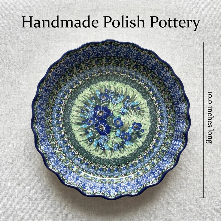 Detail image of Ceramika Artystyczna Sapphire Fields Pie Plate — Polish Pottery