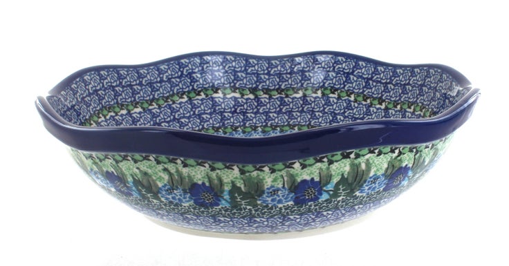 Detail image of Ceramika Artystyczna Sapphire Fields Large Serving Piece — Polish Pottery