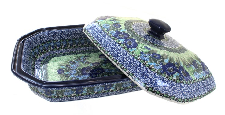 Detail image of Ceramika Artystyczna Sapphire Fields Large Bakeware — Polish Pottery