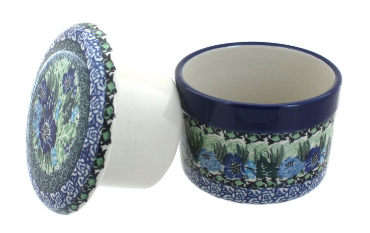 Detail image of Ceramika Artystyczna Sapphire Fields Butter Dish — Polish Pottery