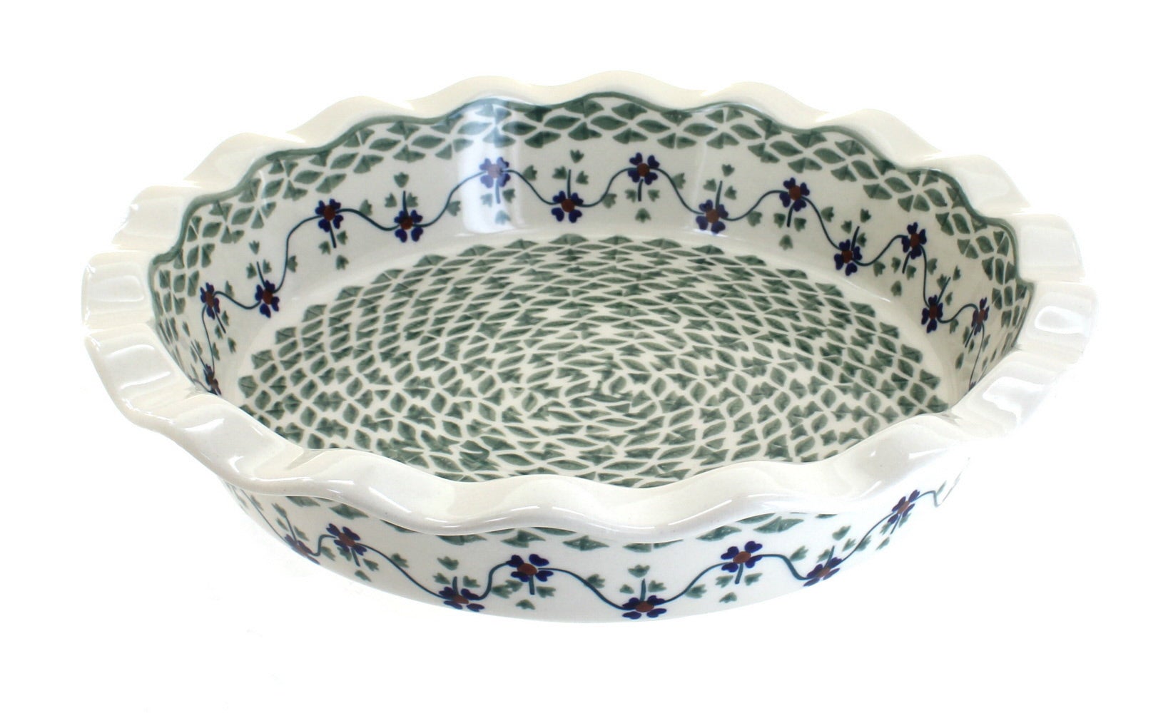 Manufaktura Sage Floral Pie Plate — Polish Pottery