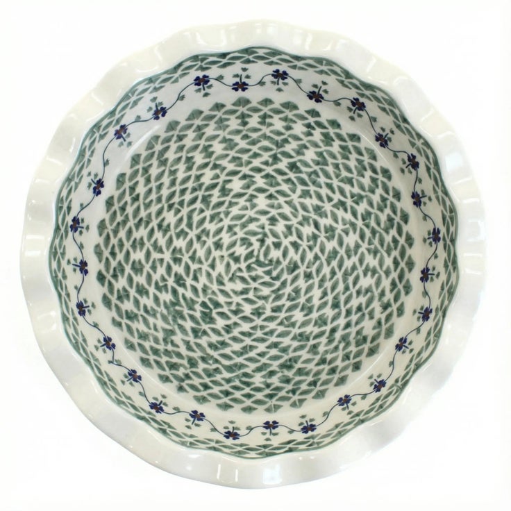 Detail image of Manufaktura Sage Floral Pie Plate — Polish Pottery
