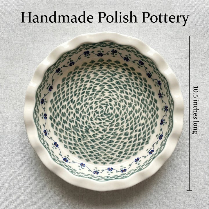 Manufaktura Sage Floral Pie Plate — Polish Pottery
