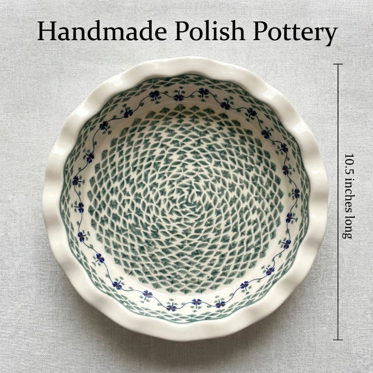 Detail image of Manufaktura Sage Floral Pie Plate — Polish Pottery