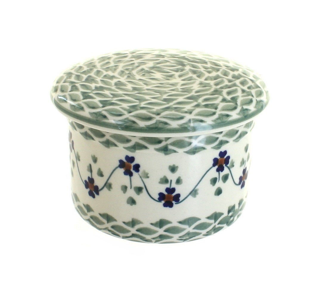 Manufaktura Sage Floral Butter Dish — Polish Pottery
