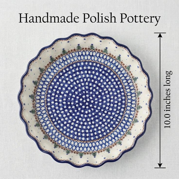 Detail image of Ceramika Artystyczna Rustic Pines Pie Plate — Polish Pottery
