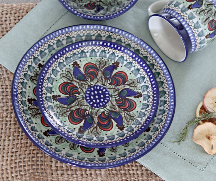 Detail image of Ceramika Artystyczna Rooster Row Dining Plates & Bowls — Polish Pottery