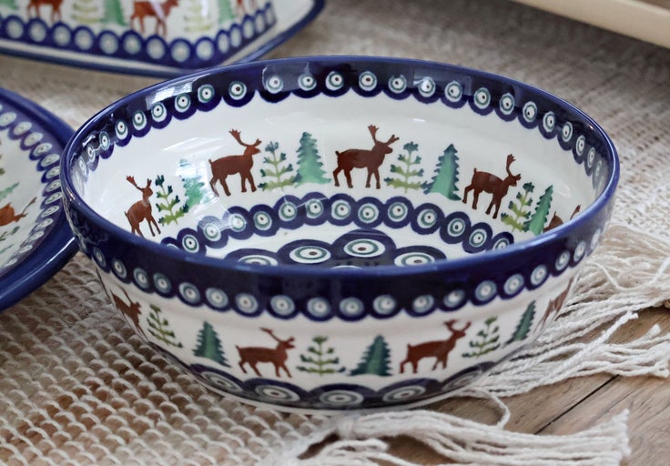 Detail image of Zaklady Reindeer Pine Dining Plates & Bowls — Polish Pottery