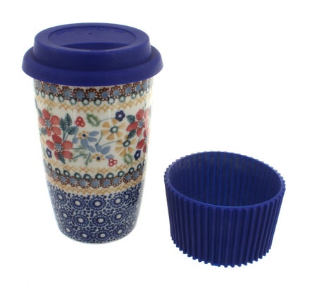Manufaktura Red Daisy Mug — Polish Pottery