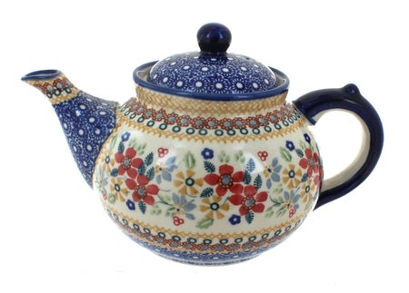 Manufaktura Red Daisy Teapot — Polish Pottery