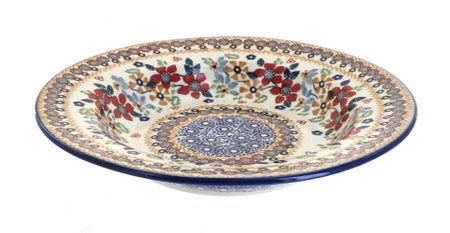 Manufaktura Red Daisy Dining Plates & Bowls — Polish Pottery