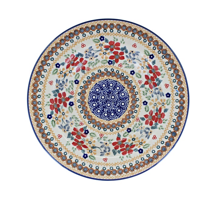 Manufaktura Red Daisy Dining Plates & Bowls — Polish Pottery