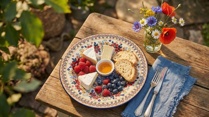 Manufaktura Red Daisy Dining Plates & Bowls — Polish Pottery