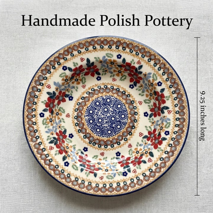 Manufaktura Red Daisy Dining Plates & Bowls — Polish Pottery