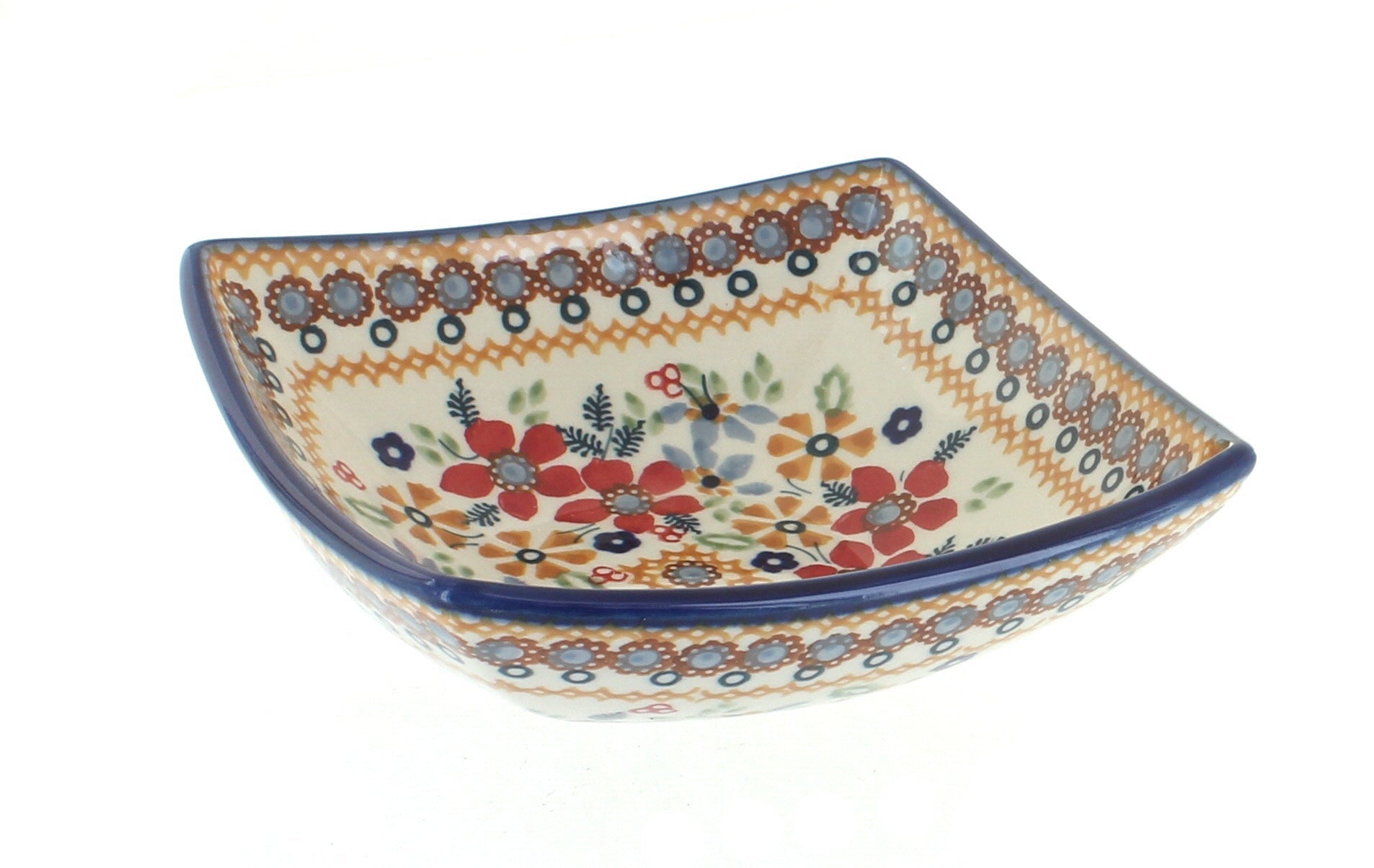 Manufaktura Red Daisy Petite Bowl/Dish — Polish Pottery