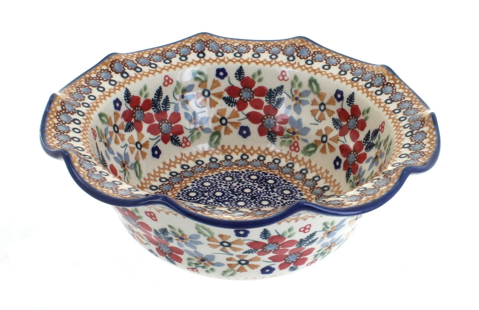 Manufaktura Red Daisy Small Serving Piece — Polish Pottery