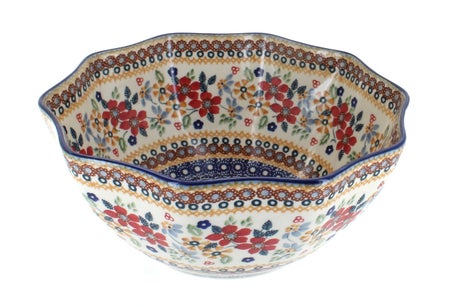 Manufaktura Red Daisy Small Serving Piece — Polish Pottery