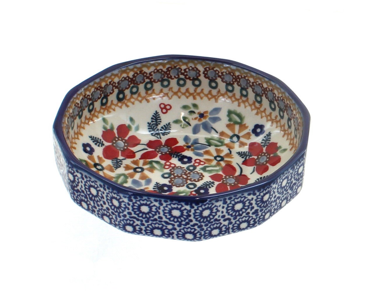 Manufaktura Red Daisy Petite Bowl/Dish — Polish Pottery