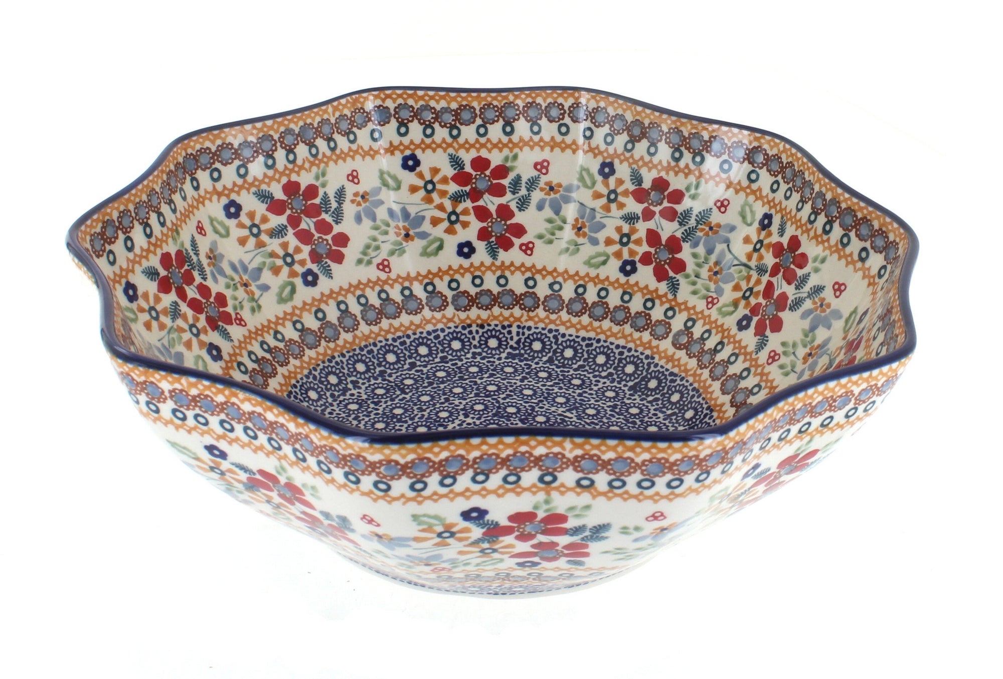 Manufaktura Red Daisy Medium Serving Piece — Polish Pottery