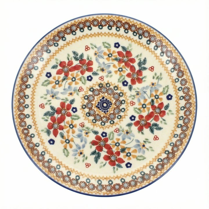 Manufaktura Red Daisy Dining Plates & Bowls — Polish Pottery