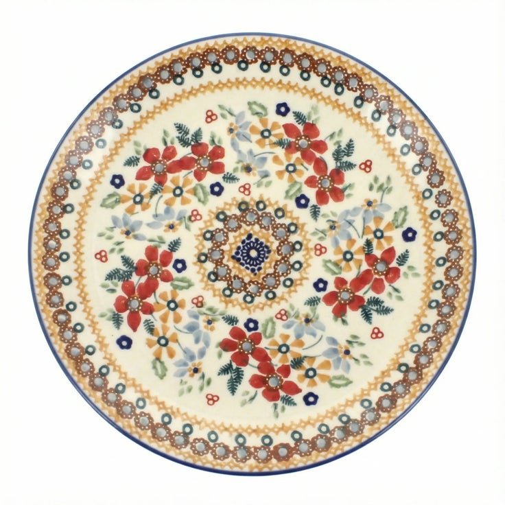 Detail image of Manufaktura Red Daisy Dining Plates & Bowls — Polish Pottery