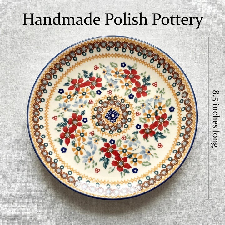 Manufaktura Red Daisy Dining Plates & Bowls — Polish Pottery