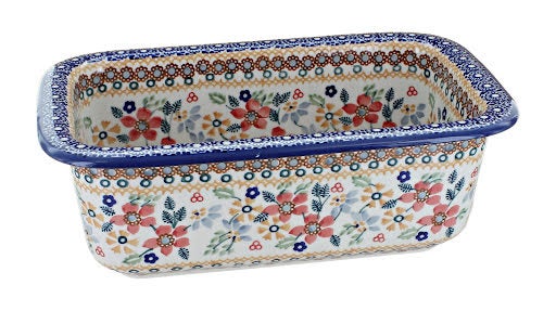 Manufaktura Red Daisy Loaf Baker — Polish Pottery