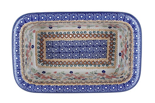 Detail image of Manufaktura Red Daisy Loaf Baker — Polish Pottery